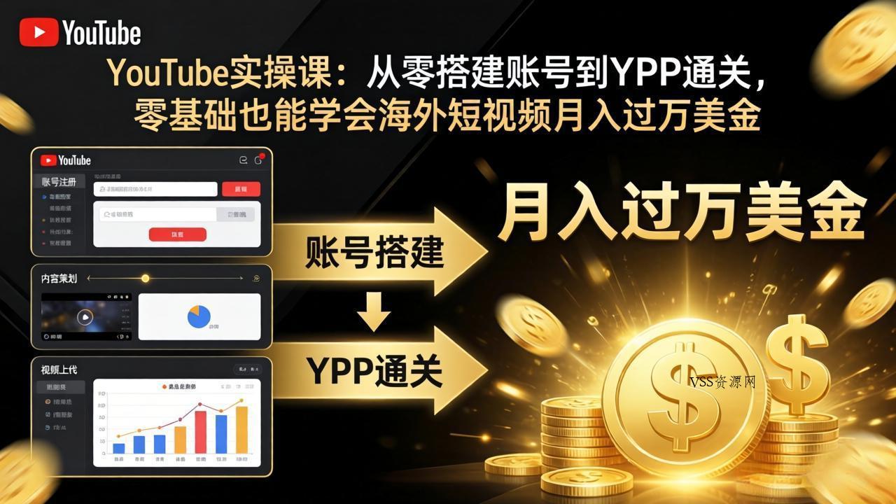 YouTube实操课：从零搭建账号到YPP通关，零基础也能学会海外短视频月入过万美金-VSS博客