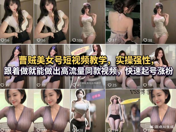 曹贼美女号短视频教学,实操性强,跟着做就能做出高流量同款视频,快速起号涨粉-VSS博客