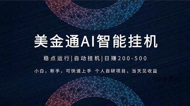 2026风口项目,美金通AI智能挂机,自研项目,当天见收益,小白新手可快速上手-VSS博客