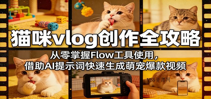 猫咪vlog创作全攻略：从零掌握Flow工具使用，借助AI提示词快速生成萌宠爆款视频-VSS博客