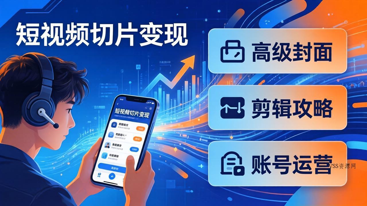 短视频切片变现速成班2.0：高级封面+剪辑攻略+账号运营，0基础小白快速入局副业-VSS博客