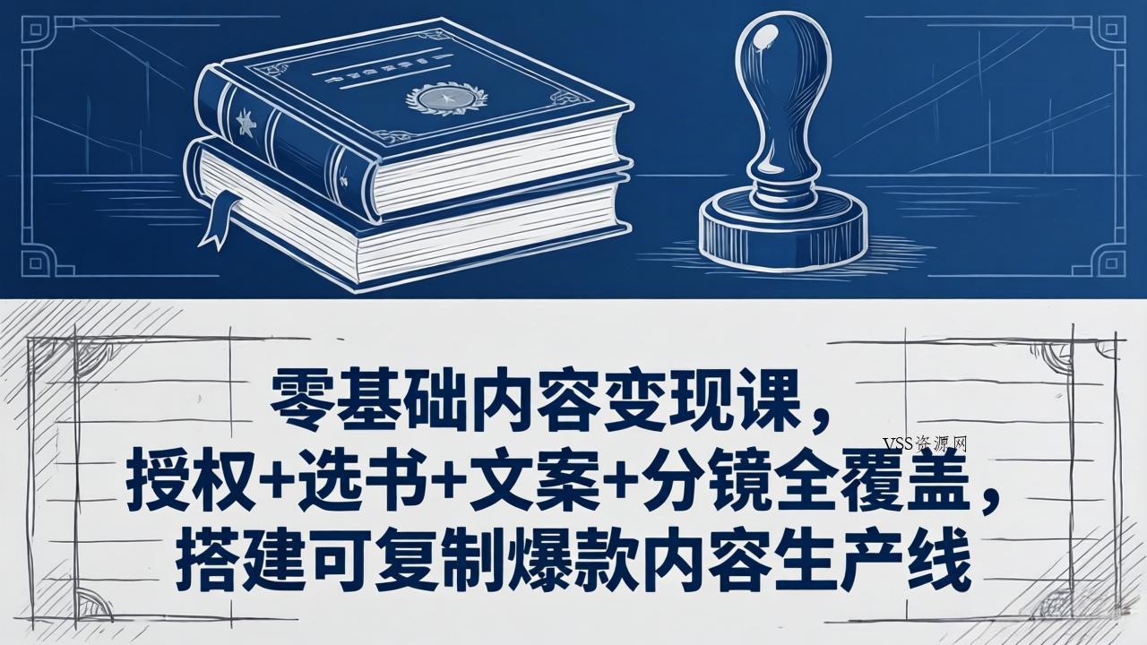零基础内容变现课，授权+选书+文案+分镜全覆盖，搭建可复制爆款内容生产线-VSS博客