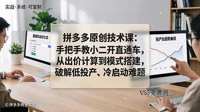 拼多多原创技术课：手把手教小二开直通车，从出价计算到模式搭建，破解低投产、冷启动难题-VSS博客