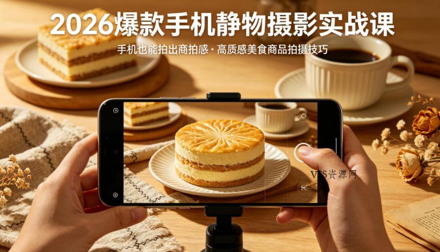 2026爆款手机静物摄影实战课,手机也能拍出商拍感,学会拍出高质感美食商品
