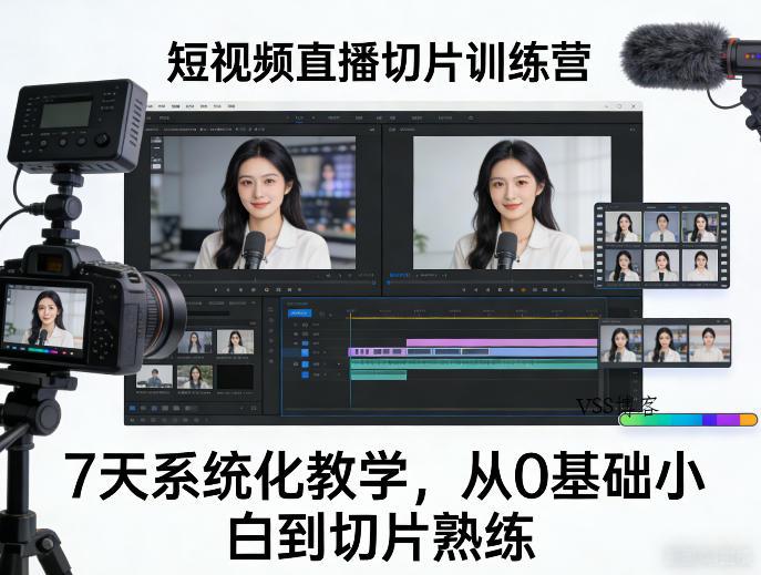 短视频直播切片训练营，7天系统化教学，从0基础小白到切片熟练-VSS博客