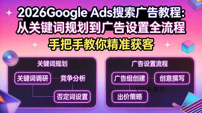 2026Google Ads搜索广告教程：从关键词规划到广告设置全流程，手把手教你精准获客-VSS博客