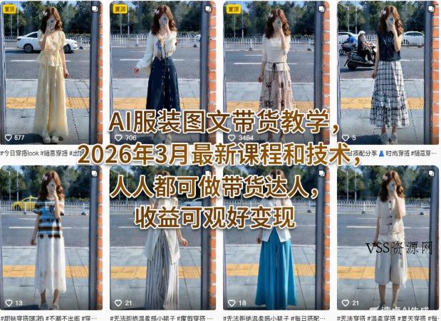 AI服装图文带货教学，2026年3月最新课程和技术，人人都可做带货达人，收益可观好变现-VSS博客