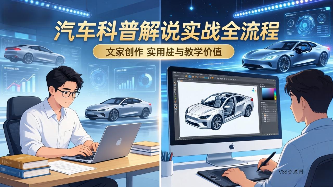 抖音汽车科普解说实战：文案+动画+画面处理+去水印全流程，打造专业汽车科普视频-VSS博客