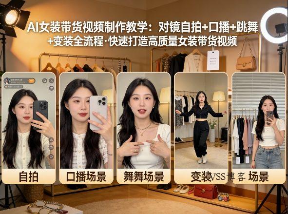 AI女装带货视频制作教学，对镜自拍、口播、跳舞、变装全流程，快速打造高质量女装带货视频-VSS博客