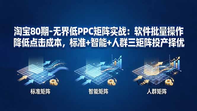 淘宝80期-无界低PPC矩阵实战：软件批量操作降低点击成本，标准+智能+人群三矩阵投产择优-VSS博客