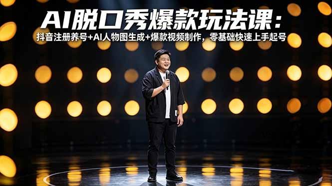 AI脱口秀爆款玩法课：抖音注册养号+AI人物图生成+爆款视频制作，零基础快速上手起号-VSS博客