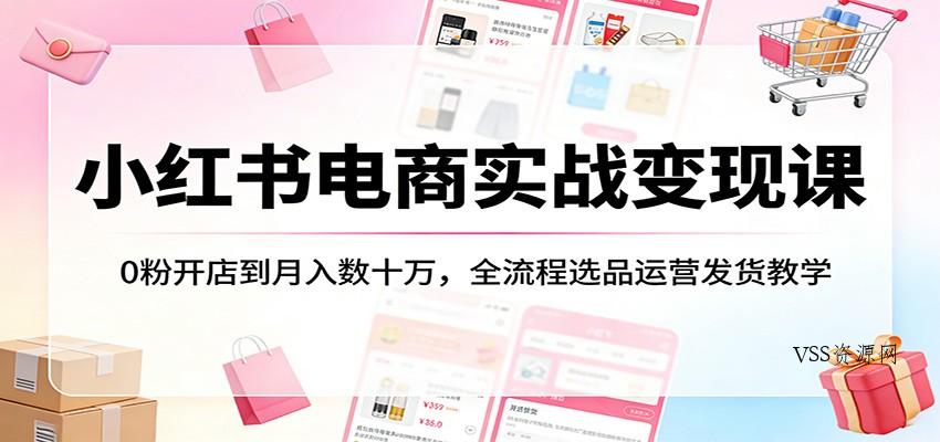 小红书电商实战变现课:0粉开店到月入数十万,全流程选品运营发货教学-VSS博客