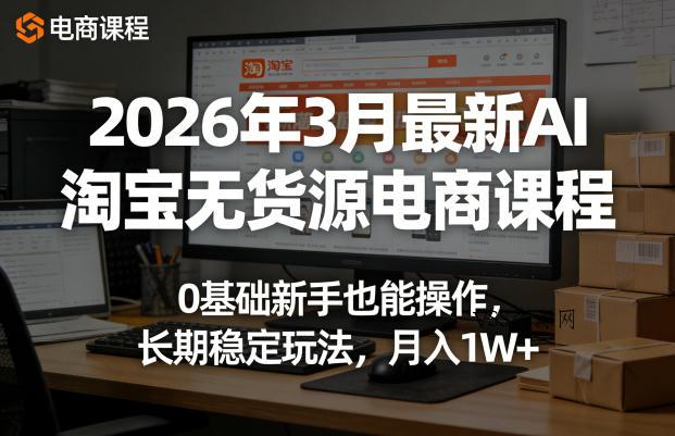 2026年3月最新AI淘宝无货源电商课程，0基础新手也能操作，长期稳定玩法，月入1W+(更新0410)-VSS博客