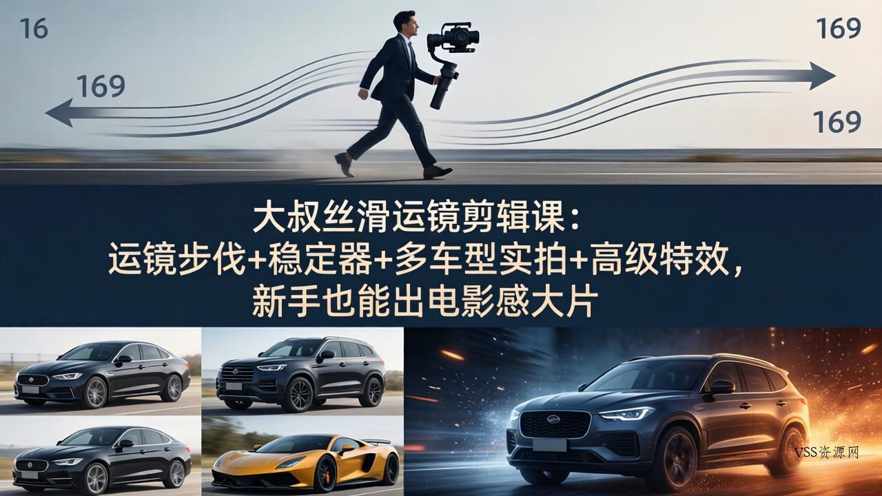 大叔丝滑运镜剪辑课：运镜步伐+稳定器+多车型实拍+高级特效，新手也能出电影感大片-VSS博客