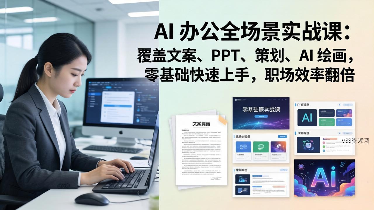 AI 办公全场景实战课：覆盖文案、PPT、策划、AI 绘画，零基础快速上手，职场效率翻倍-VSS博客