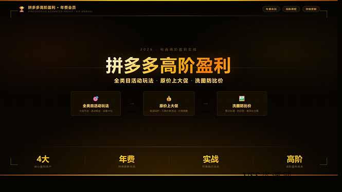 拼多多高阶盈利年费会员：全类目活动玩法、原价上大促、洗图防比价等核心盈利技术(更新26年3月-VSS博客