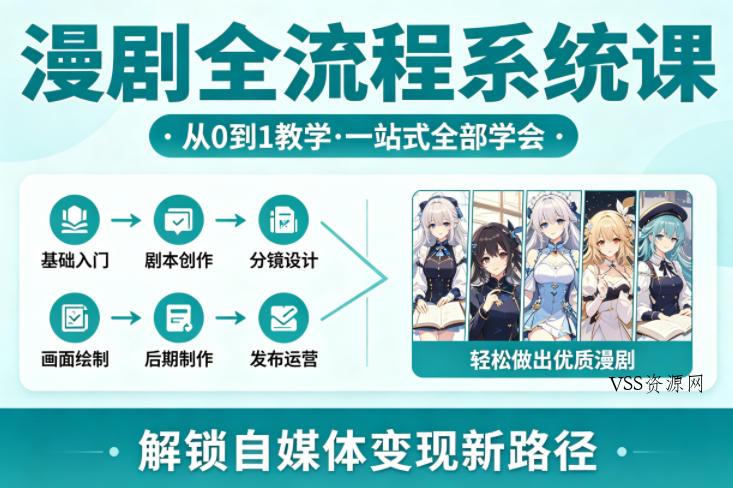 漫剧全流程系统课，从0到1教学，一站式全部学会，轻松做出优质漫剧，解锁自媒体变现新路径-VSS博客