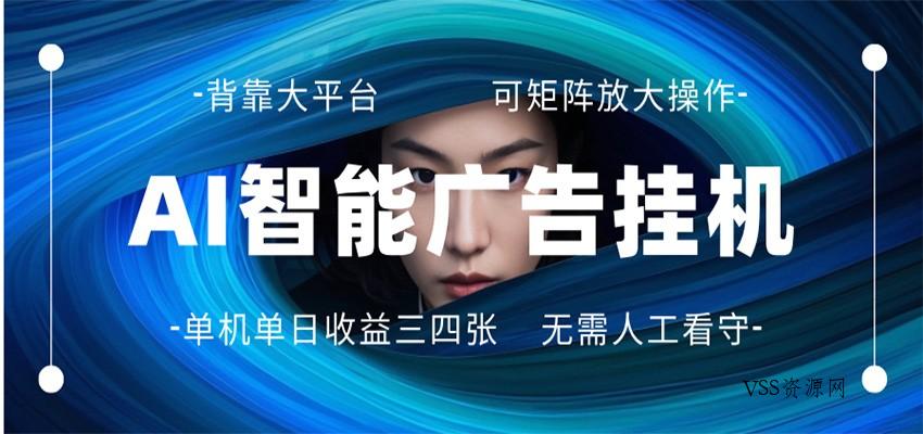 AI 智能广告挂机 全自动ai脚本运行 日入300-400无需人工看守 长期稳定 可矩阵放大-VSS博客