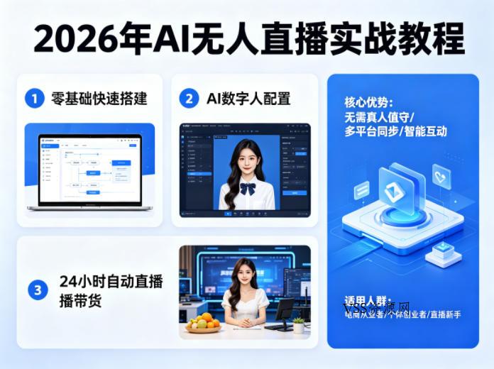 2026年AI无人直播实战教程,零基础也能快速搭建AI数字人无人直播间,实现24小时自动直播带货