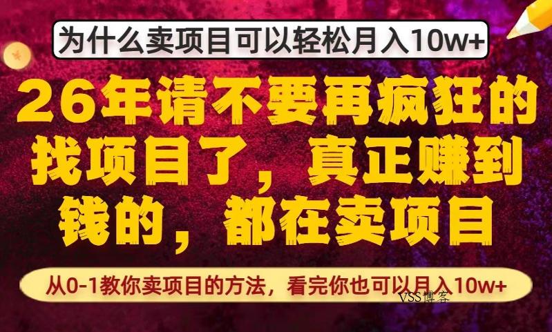 为什么真正賺到钱的都在卖项目，从0-1教你卖项目的方法，看完你也可以月入10w+【揭秘】-VSS博客