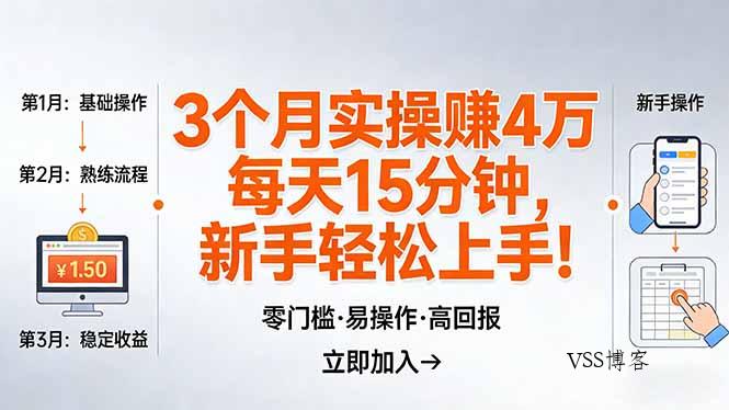 我3 个月实操赚了 4 万 ，每天操作15分钟，新手也能轻松上手！-VSS博客