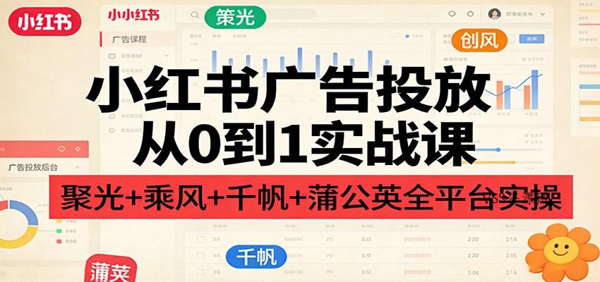 小红书广告投放从0到1实战课：聚光+乘风+千帆+蒲公英全平台实操-VSS博客